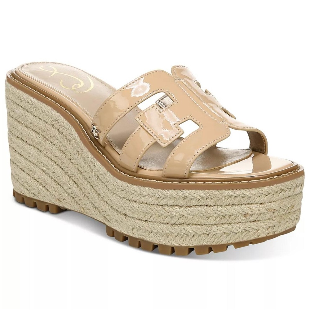 Sam Edelman Patent Leather Nude Platform Espadrille Sandals